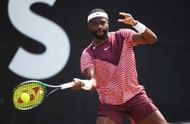 Frances Tiafoe plays a forehand at Stuttgart Open